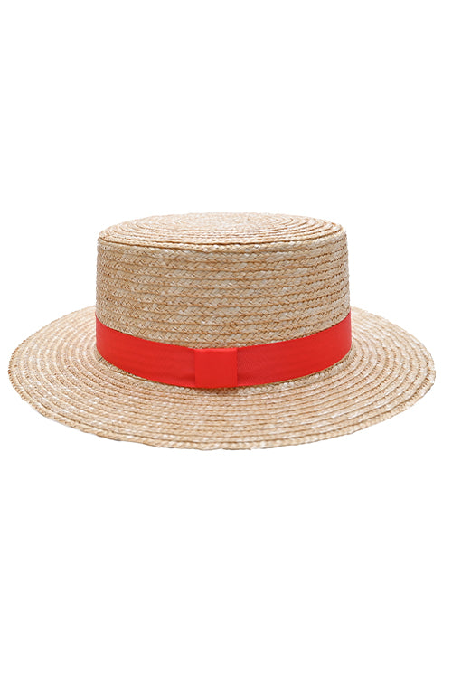 Myaraa Red Regular Bow Boater Hat