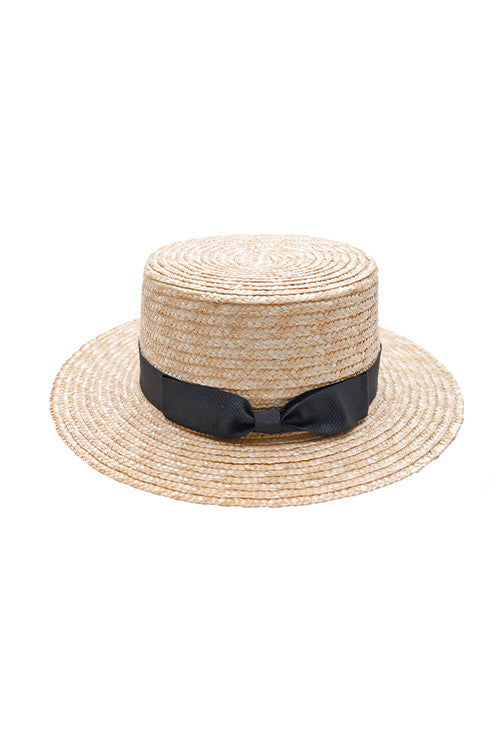 Myaraa Black Short Bow Boater Hat