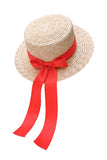Myaraa Red Long Tail Bow Boater Hat