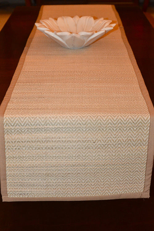 Dharini Madurkathi Chevron Table Runner Fawn
