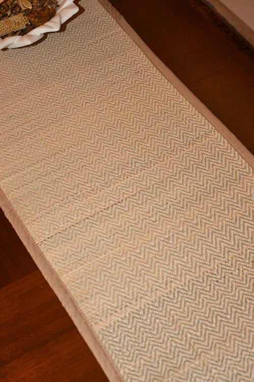 Dharini Madurkathi Chevron Table Runner Fawn