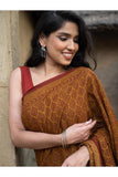 Exclusive Bagh Hand Block Printed Cotton Saree - Ornate Leaf