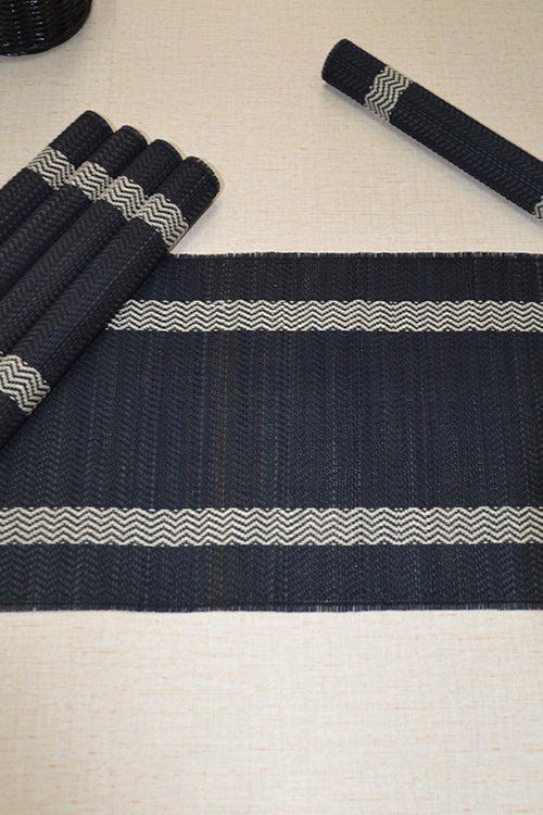 Dharini Madurkathi Tassels Placemats Charcoal (Set Of 6)