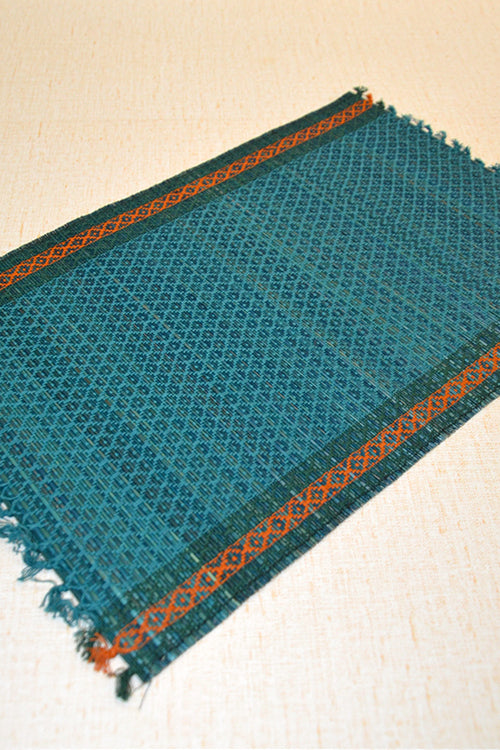 Dharini Madurkathi Tassels Placemats Teal Blue (Set Of 6)
