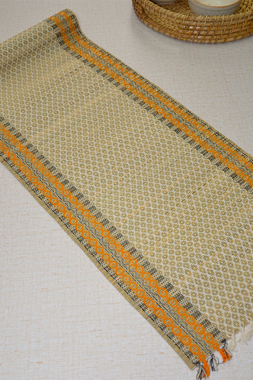 Dharini Madurkathi Tassels Table Runner Ivory