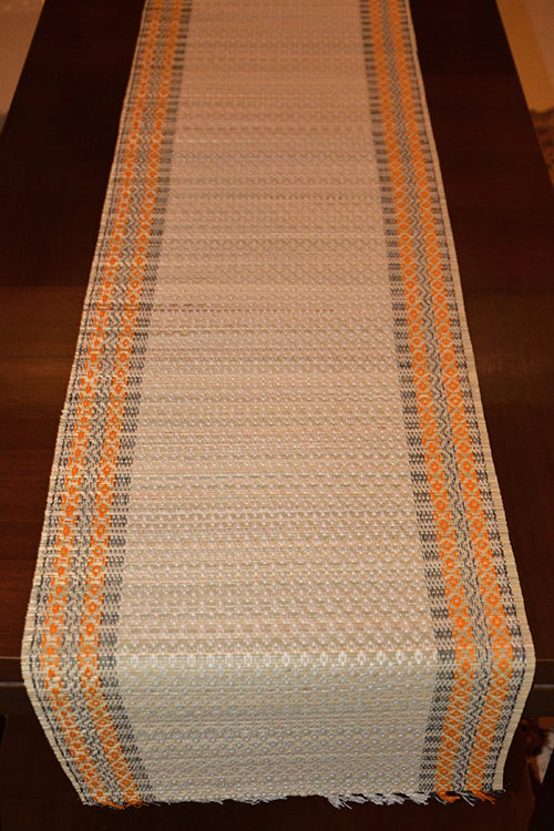 Dharini Madurkathi Tassels Table Runner Ivory
