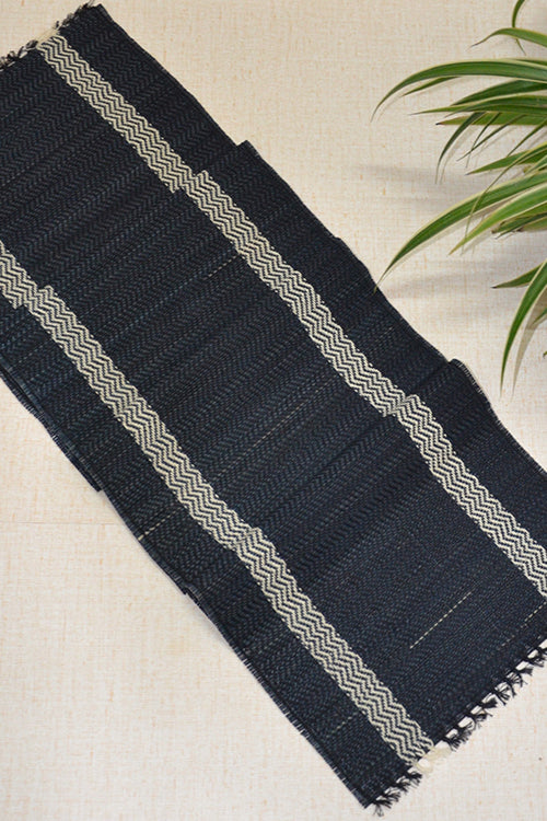 Dharini Madurkathi Tassels Table Runner Charcoal