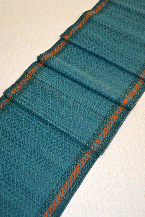 Dharini Madurkathi Tassels Table Runner Teal Blue