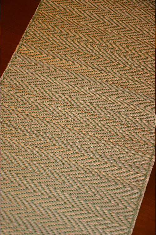 Dharini Madurkathi Tassels Chevron Table Runner Sage Green
