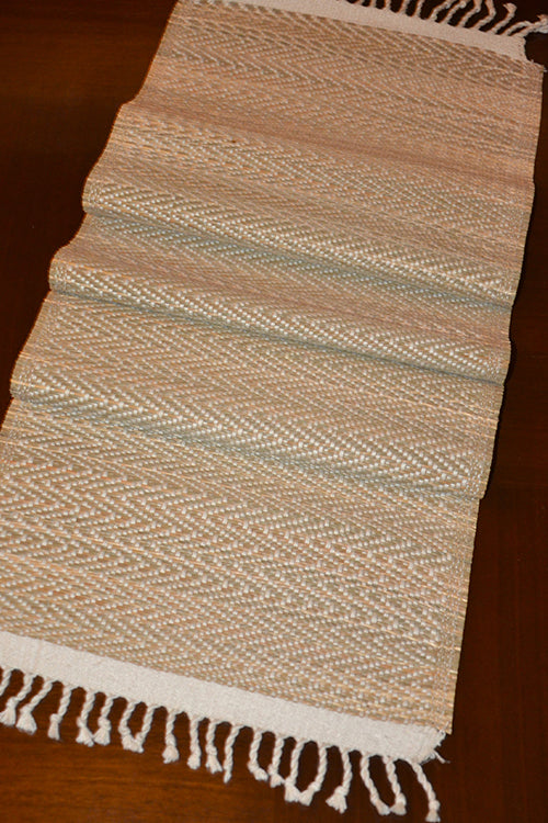 Dharini Madurkathi Tassels Chevron Table Runner Ivory