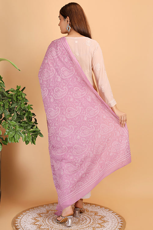 Shwet "Pestal Hues"  Move Chikankari Cotton  Dupatta