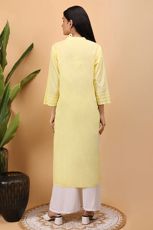 Shwet Women Yellow Chikankari Kurta - 254