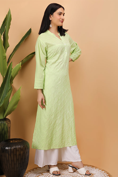 Shwet Women Green Chikankari Kurta - 255