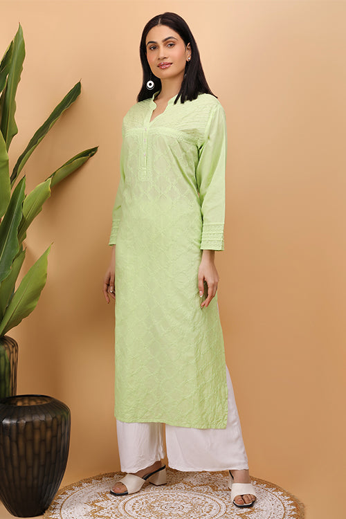 Shwet Women Green Chikankari Kurta - 255