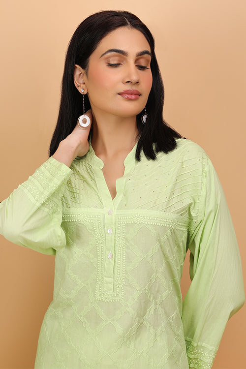 Shwet Women Green Chikankari Kurta - 255