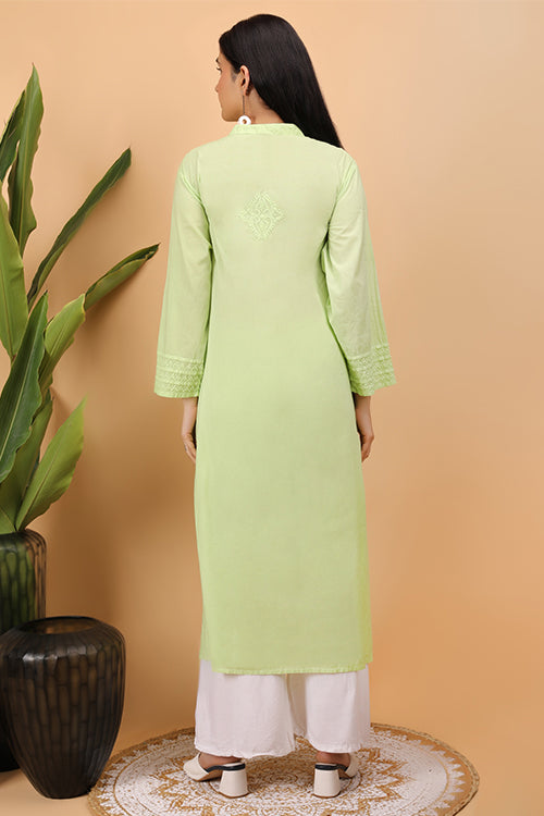 Shwet Women Green Chikankari Kurta - 255