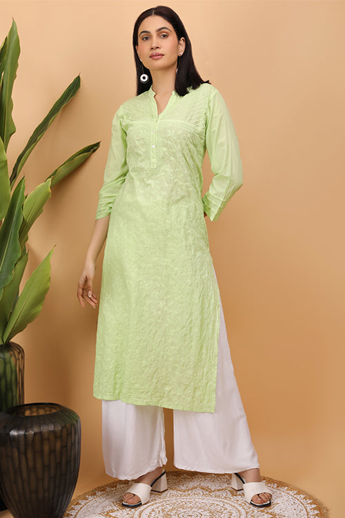 Shwet Women Green Chikankari Kurta - 257