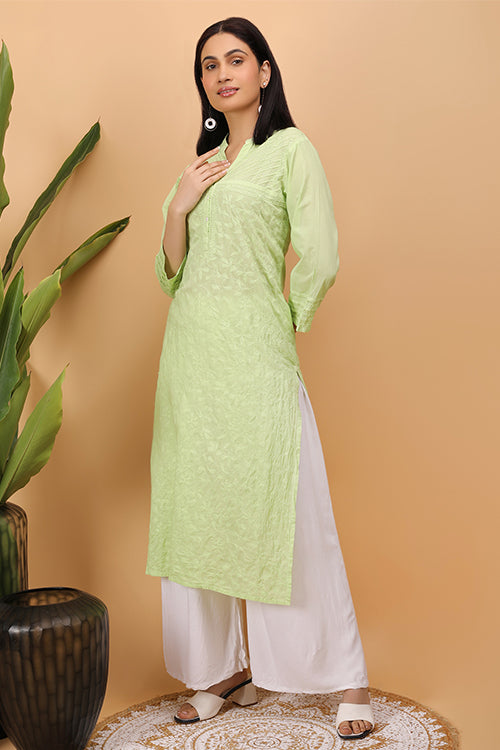 Shwet Women Green Chikankari Kurta - 257