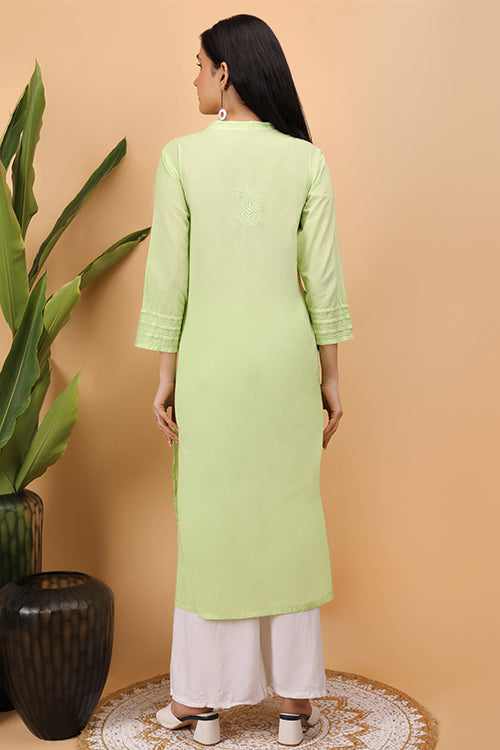 Shwet Women Green Chikankari Kurta - 257