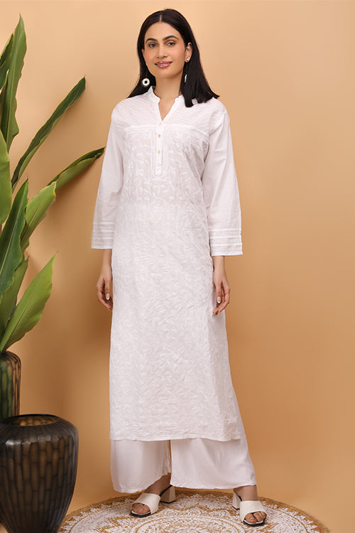 Shwet Women White Chikankari Kurta - 258