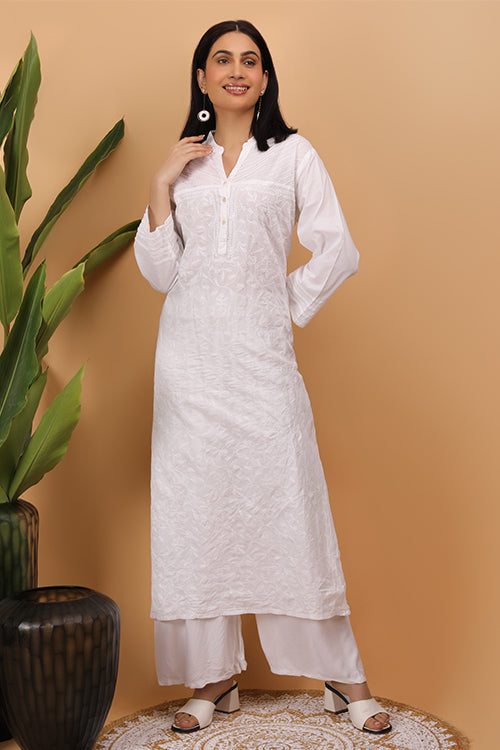 Shwet Women White Chikankari Kurta - 258