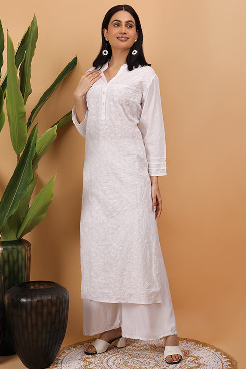 Shwet Women White Chikankari Kurta - 258