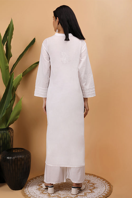 Shwet Women White Chikankari Kurta - 258