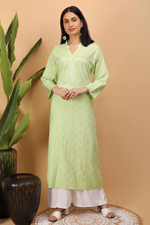 Shwet Women Green Chikankari Kurta - 260