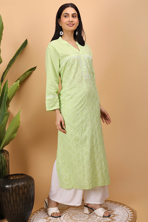 Shwet Women Green Chikankari Kurta - 260