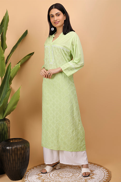 Shwet Women Green Chikankari Kurta - 260