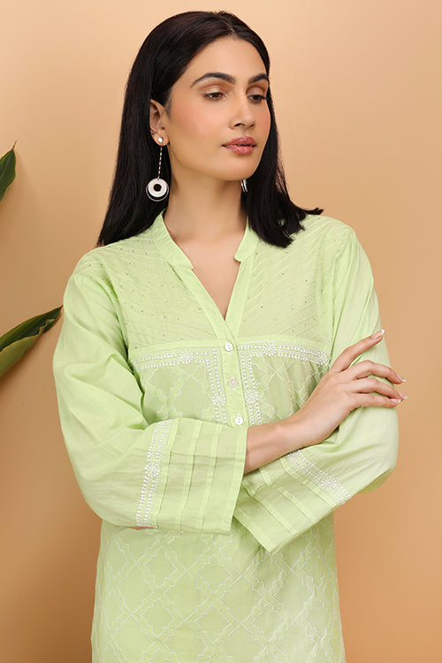 Shwet Women Green Chikankari Kurta - 260