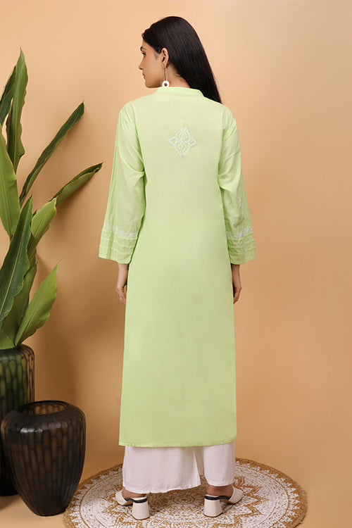 Shwet Women Green Chikankari Kurta - 260