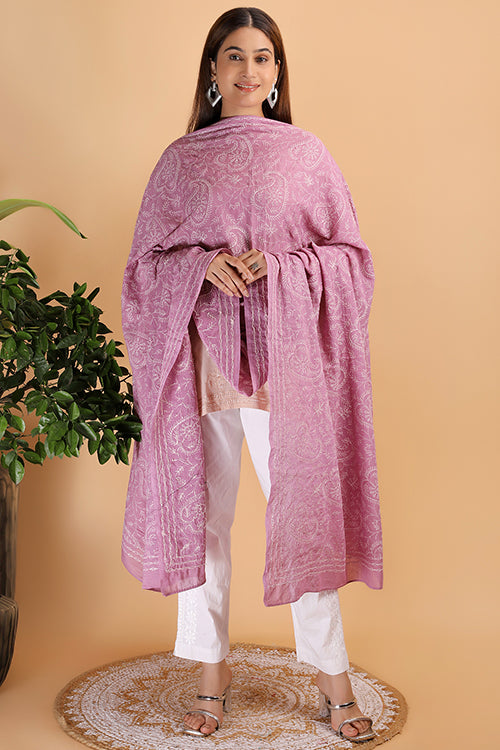 Shwet "Pestal Hues"  Move Chikankari Cotton  Dupatta