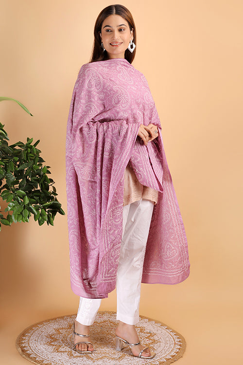Shwet "Pestal Hues"  Move Chikankari Cotton  Dupatta