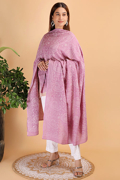 Shwet "Pestal Hues"  Move Chikankari Cotton  Dupatta