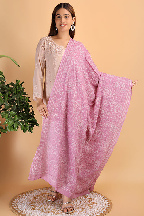 Shwet "Pestal Hues"  Move Chikankari Cotton  Dupatta