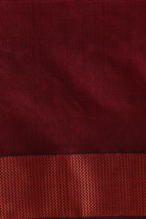 Handweave Maheshwari Handloom Midnight Blue Silk Cotton Resham Border Tri Coloured Pallu With Ganga Jamuna Border.