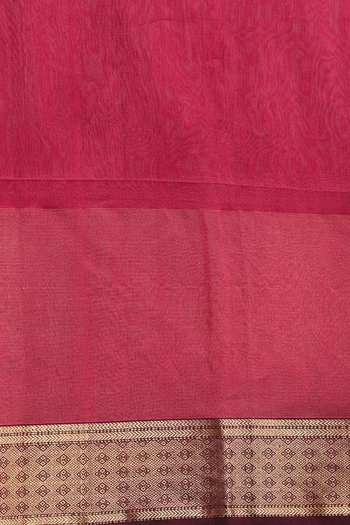 Handweave Maheshwari Handloom Diamond Rani Pink Saree.