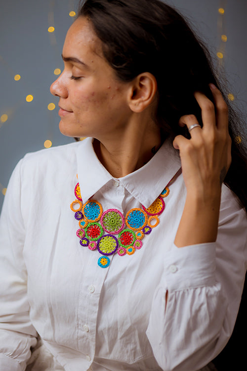 Samoolam Handmade Mandala Necklace Multicolored