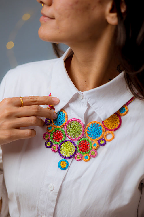 Samoolam Handmade Mandala Necklace Multicolored