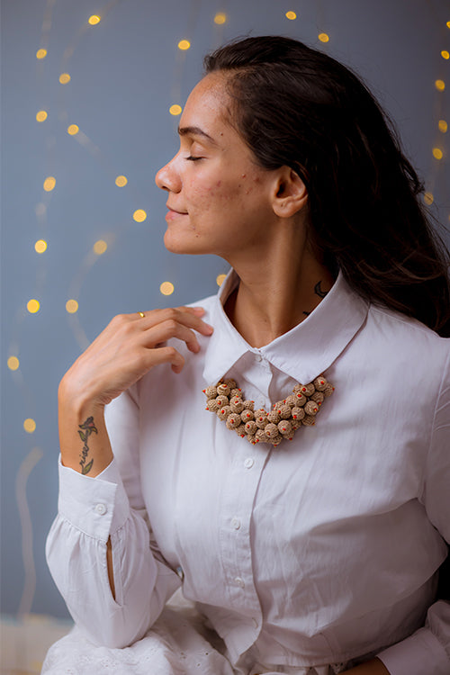 Samoolam Handmade Crochet Devi Necklace - Rose Gold