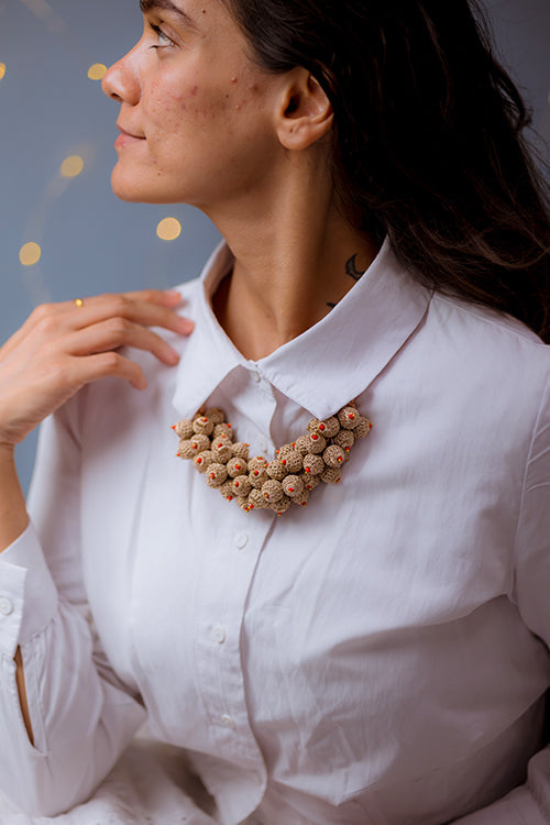 Samoolam Handmade Crochet Devi Necklace - Rose Gold