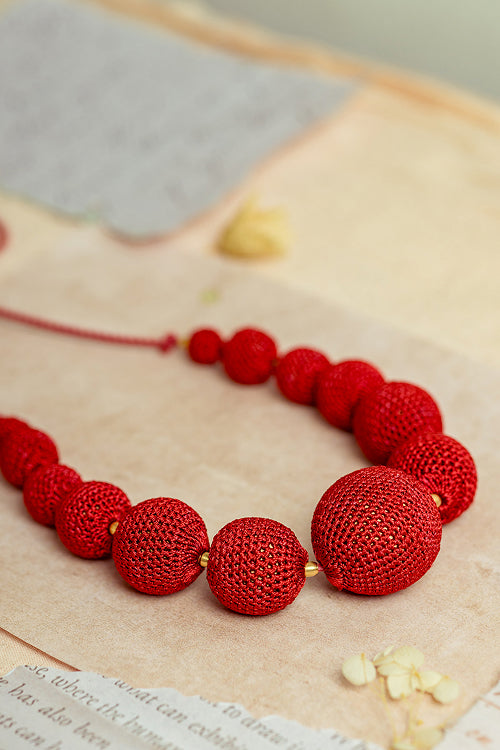 Samoolam Gulnaar Red - Passion Bead Necklace