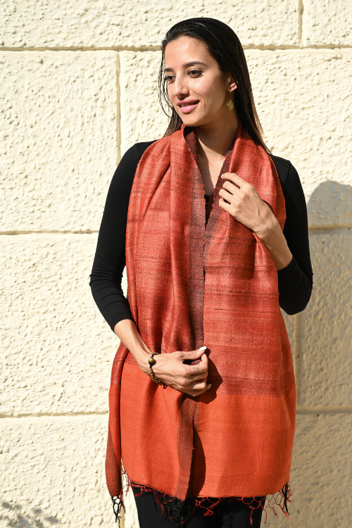 The ICH Exclusive Bhagalpur Tussar Silk Stole - Sundown Mist