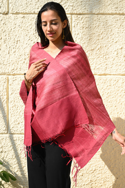 The ICH Exclusive Bhagalpur Tussar Silk Stole - Powdered Blush