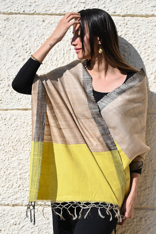 The ICH Exclusive Bhagalpur Tussar Silk Stole - Sunkissed Beige