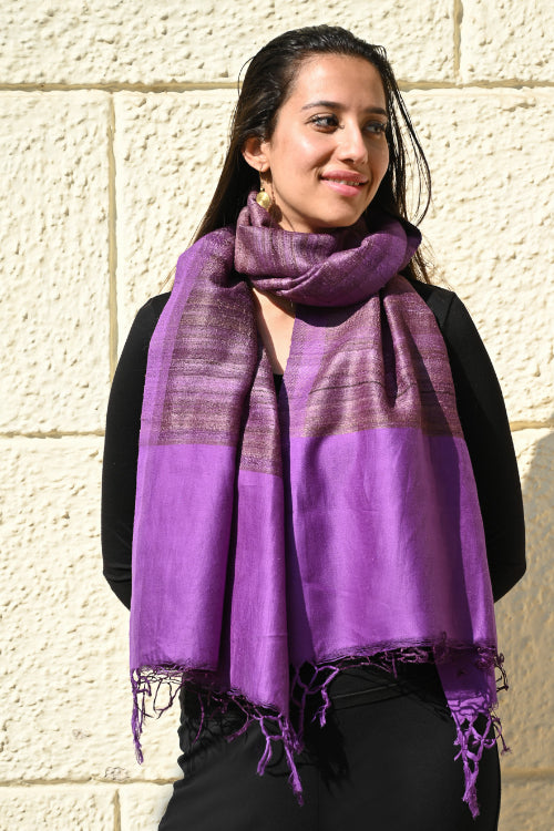 The ICH Exclusive Bhagalpur Tussar Silk Stole - Velvet Nocturne