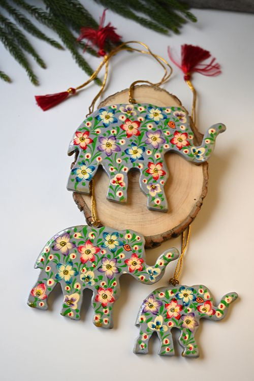 Kashmiri Art Xmas Decorations - Pastel Rhapsody(Set Of 9)