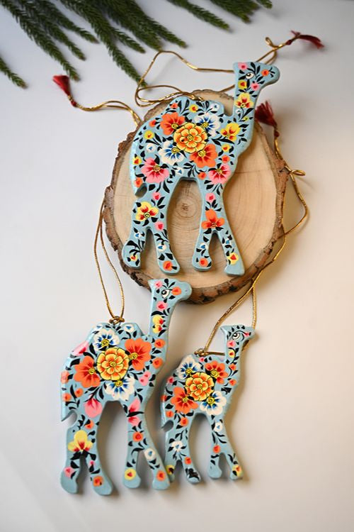 Kashmiri Art Xmas Decorations - Pastel Rhapsody(Set Of 9)