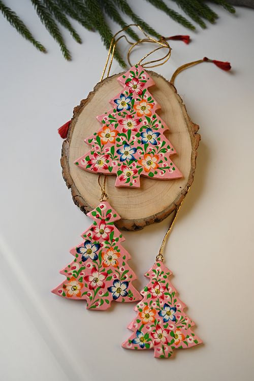 Kashmiri Art Xmas Decorations - Lavender Medley (Set Of 9)